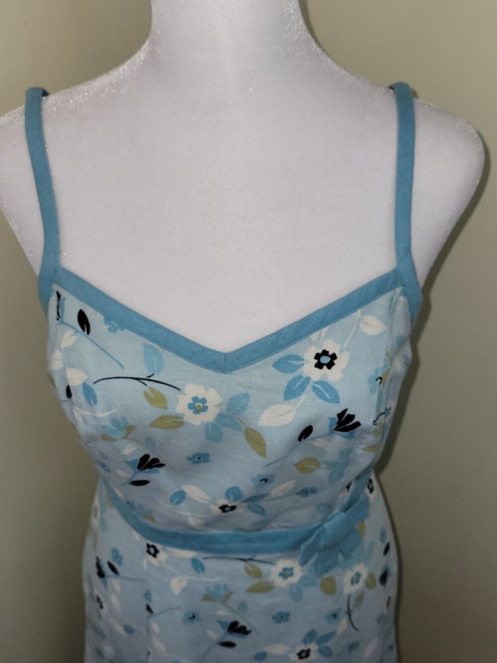 Ann Taylor Loft Linen Blend Dress Lined A-line Light Blue Floral Women's Size 2P - Picture 2 of 12